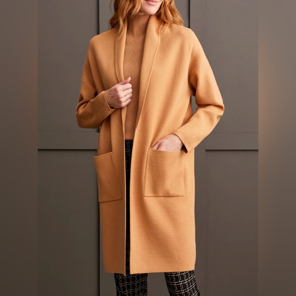 Tribal Camel Open Front Cardigan